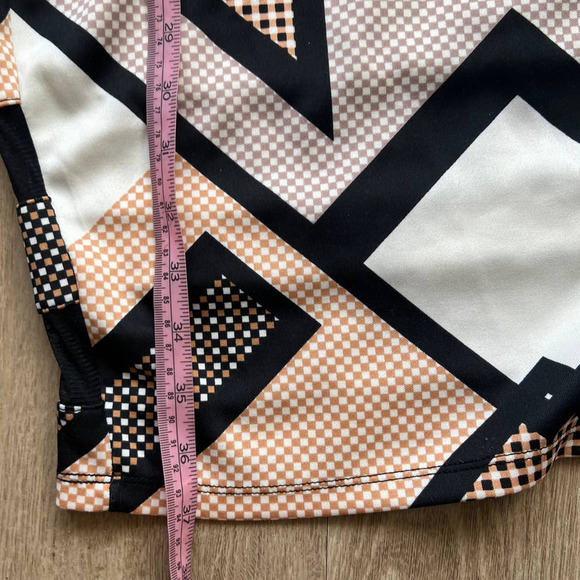 Fire Los Angeles Small Black/Tan/White Abstract A-Line Midi Long Sleeve Dress - Picture 10 of 10